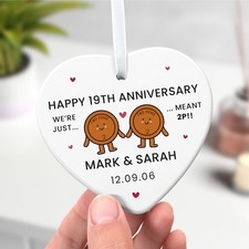19th Anniversary Gifts Bronze Wedding Anniversary Husband Wife Heart Plaque