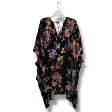 Johnny Was Sognatore Nero High Low Kaftan Silk Blend Black Size L/XL Resort Wear