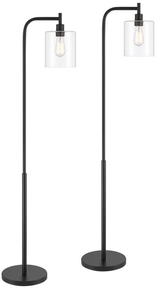 Juego de 2 lámparas de pie 360 Lighting Karis 62" negro y vidrio Downbridge Foto 2 de 4