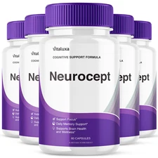 (5 Pack) Neurocept Nootropic All Natural Formula Brain Supplement (300 Capsules)
