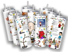 Charlie Brown 20 OZ STAINLESS STEEL TUMBLER CUP +LID/STRAW