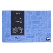 Extra Strong Tea 240 Teabags M&S Rich & Bright Flavour Fairtrade Marks & Spencer 0.06 per strip