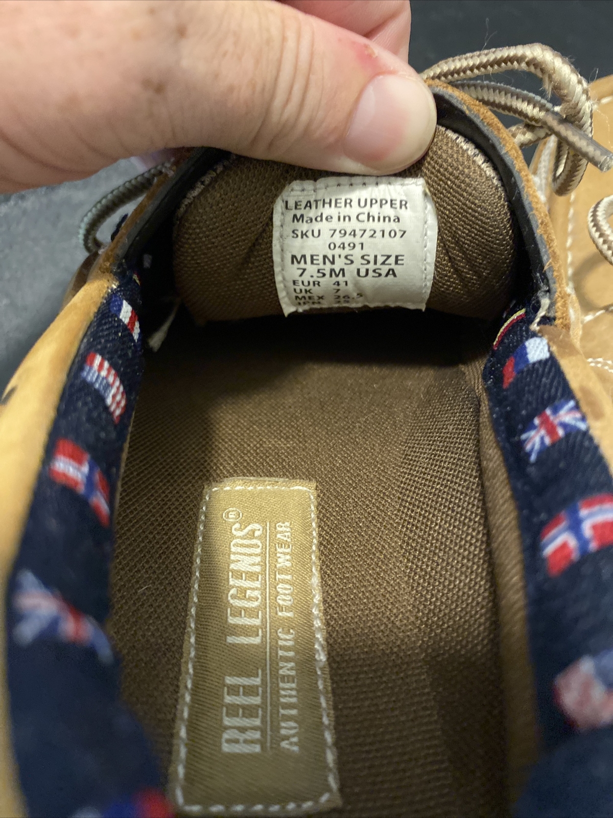 Reel Legends Men's Boat Shoe Catamaran Leather Tan Boat Sz 7.5m Slip On