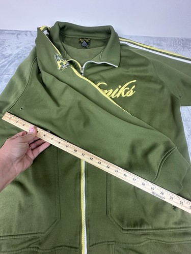 VTG Akademiks Full Zip Sweatshirt Track Jacket Mens 3XL Green Yellow Streetwear - Picture 14 of 15