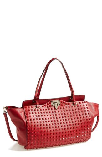 100% AUTHENTIC NEW VALENTINO GARAVANI RED ROCKSTUD MEDIUM TOTE BAG/HANDBAG