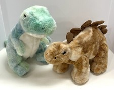 FAO Schwarz Glow Brights T-Rex Stegosaurus Dinosaur Plush - Toars Lights Up