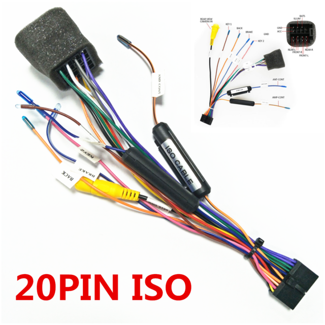 Car Stereo 20PIN ISO Wiring Harness Adapter With Rearview Camera