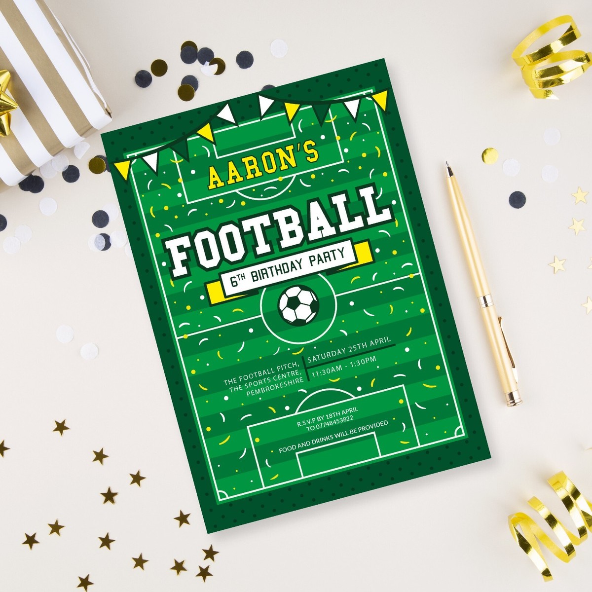 Football Theme 10 Personalised Birthday Party Invitations | eBay