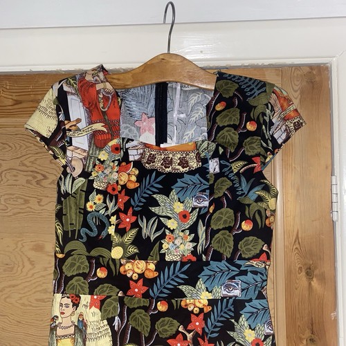 New Grace Karin Frida Kahlo Print Dress Size M 12 Vintage 50s Rockabilly Style - Picture 3 of 23