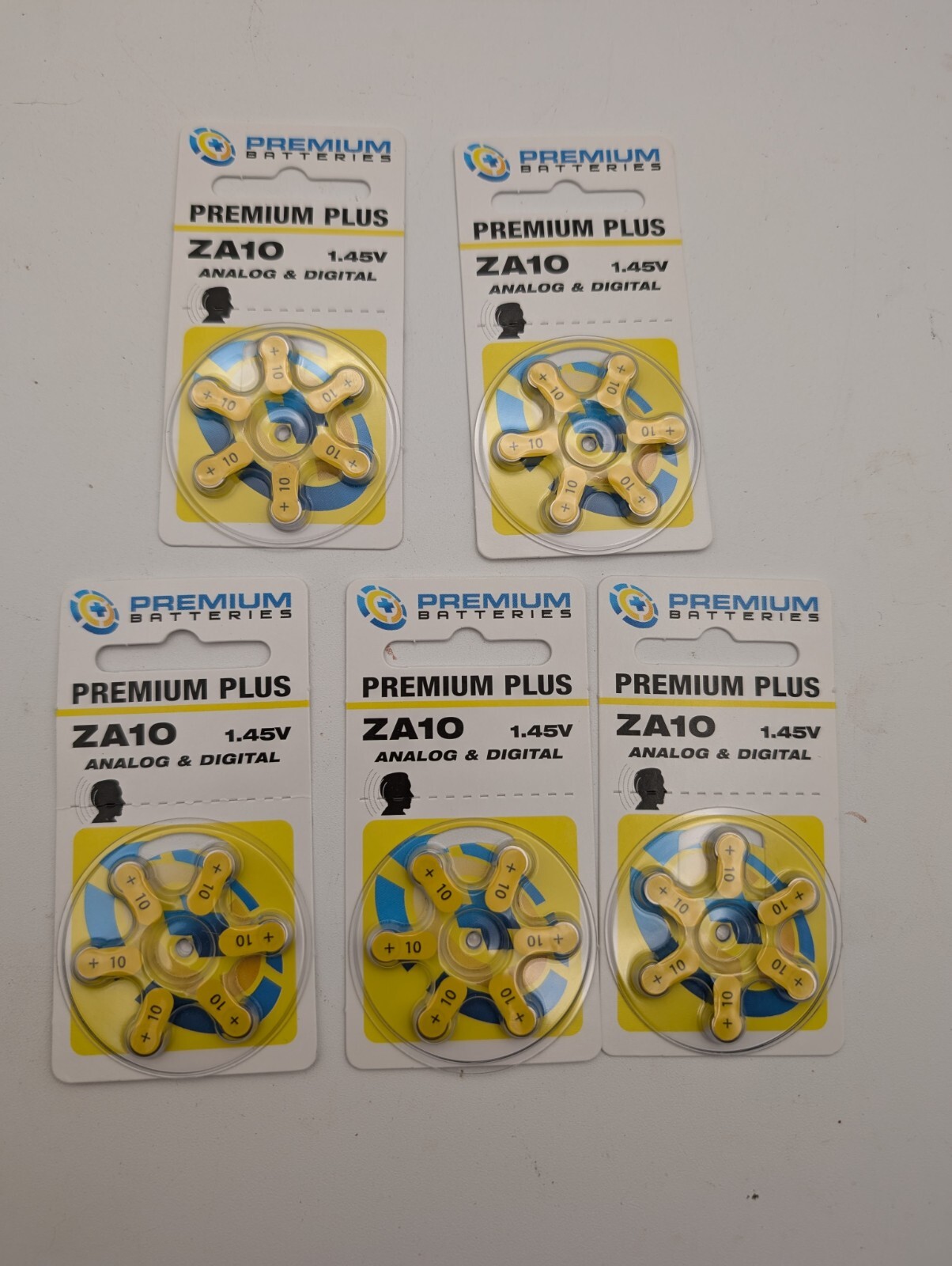 Premium Batteries Size 10 ZA10 1.45V Hearing Aid Batteries Yellow Tab (30 Pack)-image