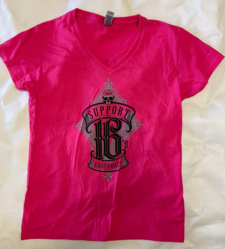 SUPPORT 16 PAGAN'S MC MOTORCYCLE CLUB EAST COAST WOMAN'S V NECK T SHIRT 2XL