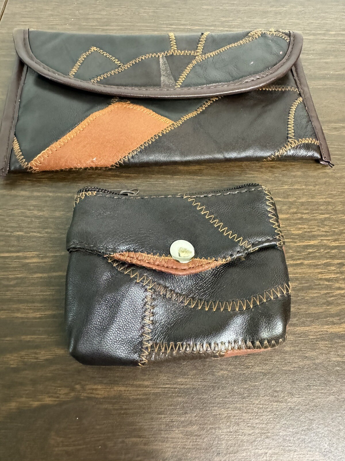Matching Patchwork Leather Brown Wallet Pouch and… - image 3