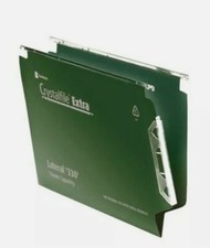 REXEL 3000121 Crystalfile Extra 330 Foolscap Lateral Suspension Files GREEN x 25