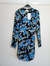 ZARA bodycon floral dress black Size M long sleeve shoulderpads  BNWT Backless 