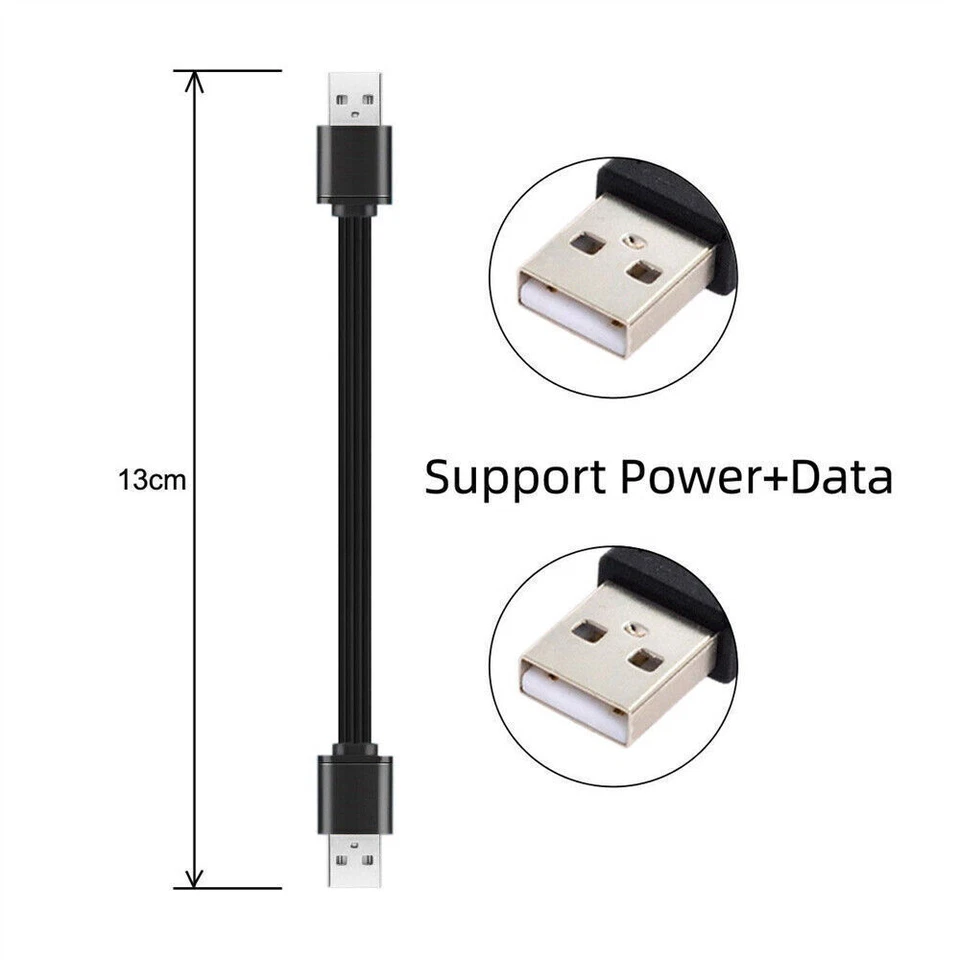 3pcs/lot 13cm USB 2.0 Type-A to Type-B Type-A Female Extension Male Flat Cable - Image 2 of 4