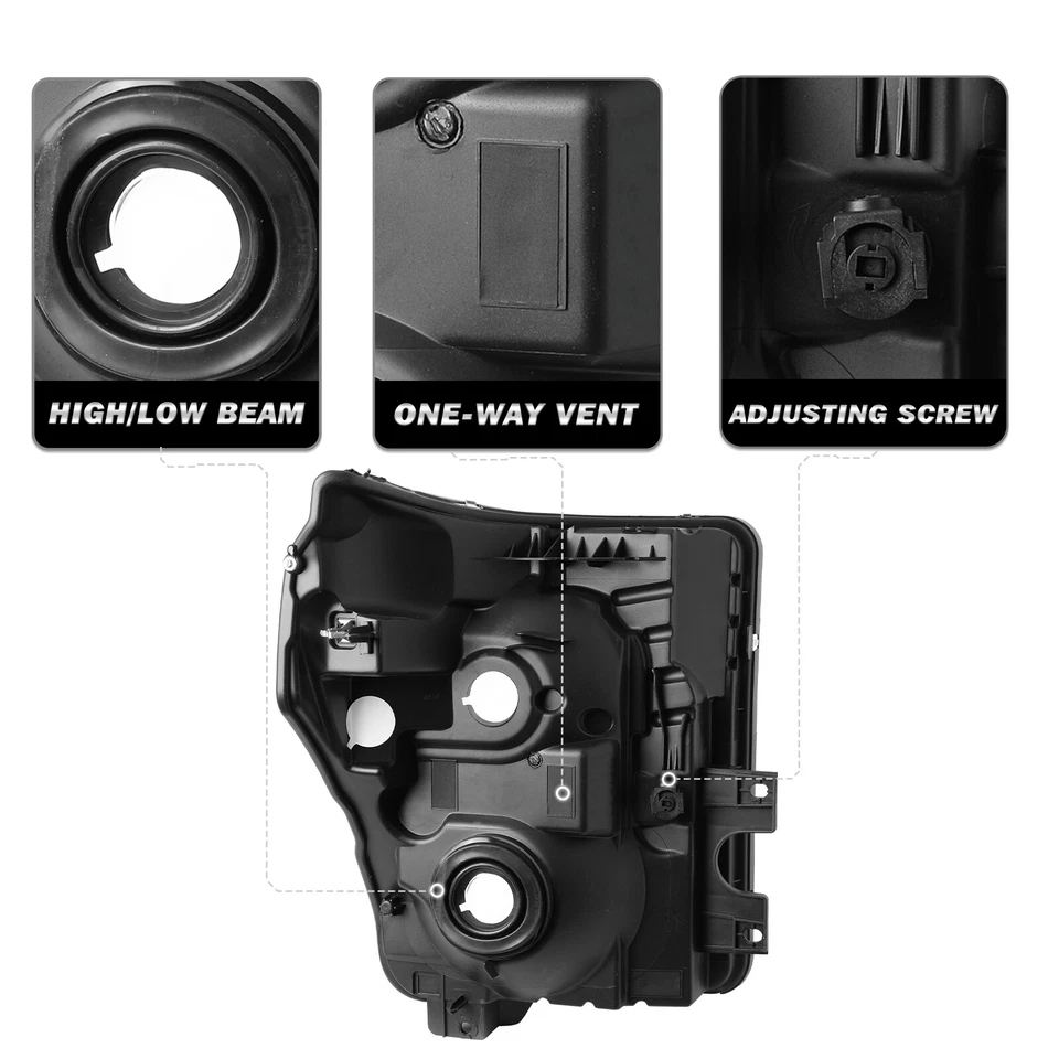 For 2011-2016 Ford F250 F350 F450 F550 Super Duty Pickup Black Headlights Pair - Image 4 of 4