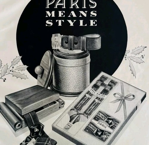 1940 Paris Style Belts Suspenders Advertisement Fashion Esquire Holiday HM2EE
