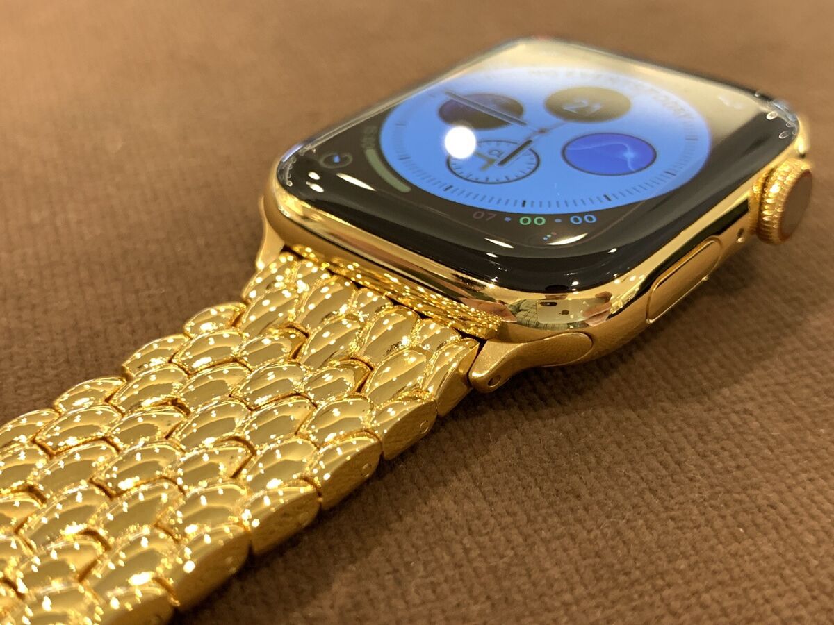 Custom 24K Gold Plated 45MM Apple Watch SERIES 8 Louis Vuitton Band LTE GPS  02 