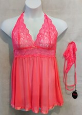 Sheer  lace fabric Nighty with G-string. Plus Size 2XL 