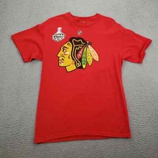 Reebok Shirt Mens Medium Red Chicago Blackhawks NHL Stanley Cup Hockey Sharp