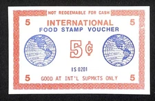 International Supermarkets NYC "Food Stamp Voucher" 5c Coupon c1972-75 VGC