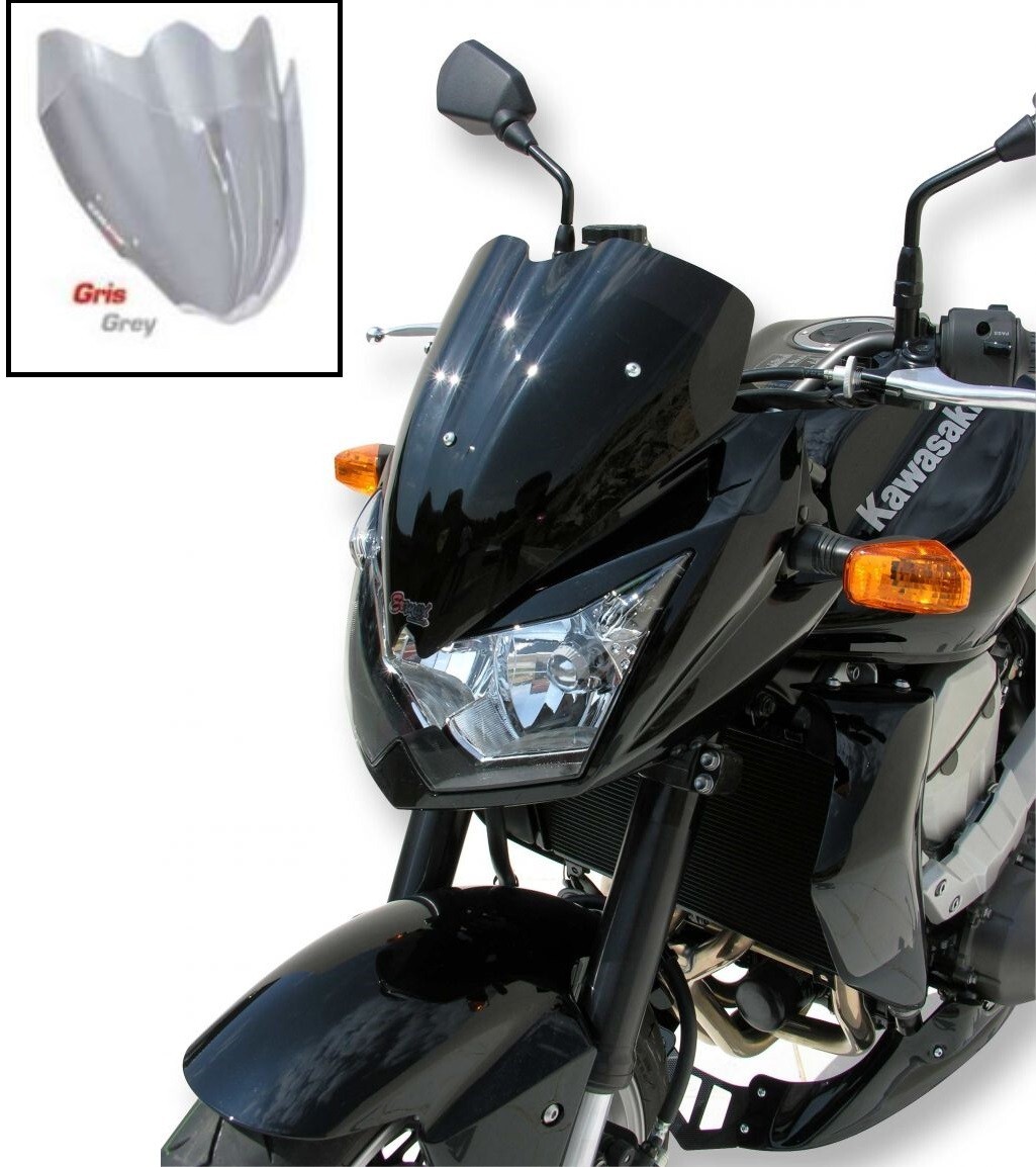 Bulle Ermax 33 cm grise élimine les turbulences sur Kawasaki Z750