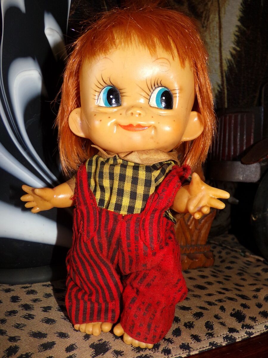 Rare 60s Vintage Red Silky Hair Big Eyes~~big Head Boy Doll Rare 60s Vintage Red Silky Hair Big Eyes~~big Head Boy Doll