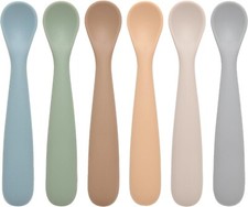 6 Pcs Baby Spoons Silicone Baby Feeding Spoons Soft Tip Feeding Baby Utensils