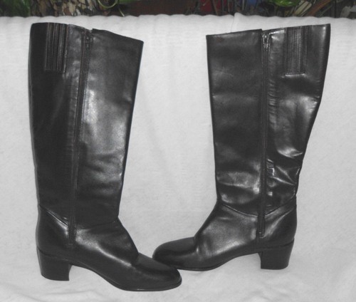 Vintage Naturalizer Boot Size 9 N Brown Leather 2+" Heel Round Toe Knee Dress - Picture 6 of 12