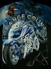 Orange County Choppers Mens Blue Motorcycle Graphic Button Shirt Size Small