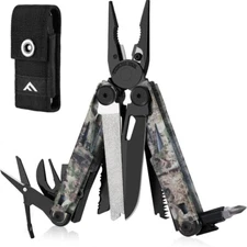 FLISSA 15-in-1 Multitool Plier Multi Tool Pocket Knife  Stainless Steel w/Sheath