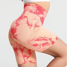 Tie Dye Women's Yoga Shorts Push Up Gym Booty Lifting Seamless Sports Clothing