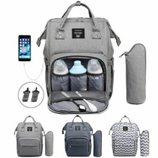 LEQUEEN USB Bolsa de Pañales Bolsas de Bebé Momia Cambiador de Pañales Impermeable Mochila de Viaje