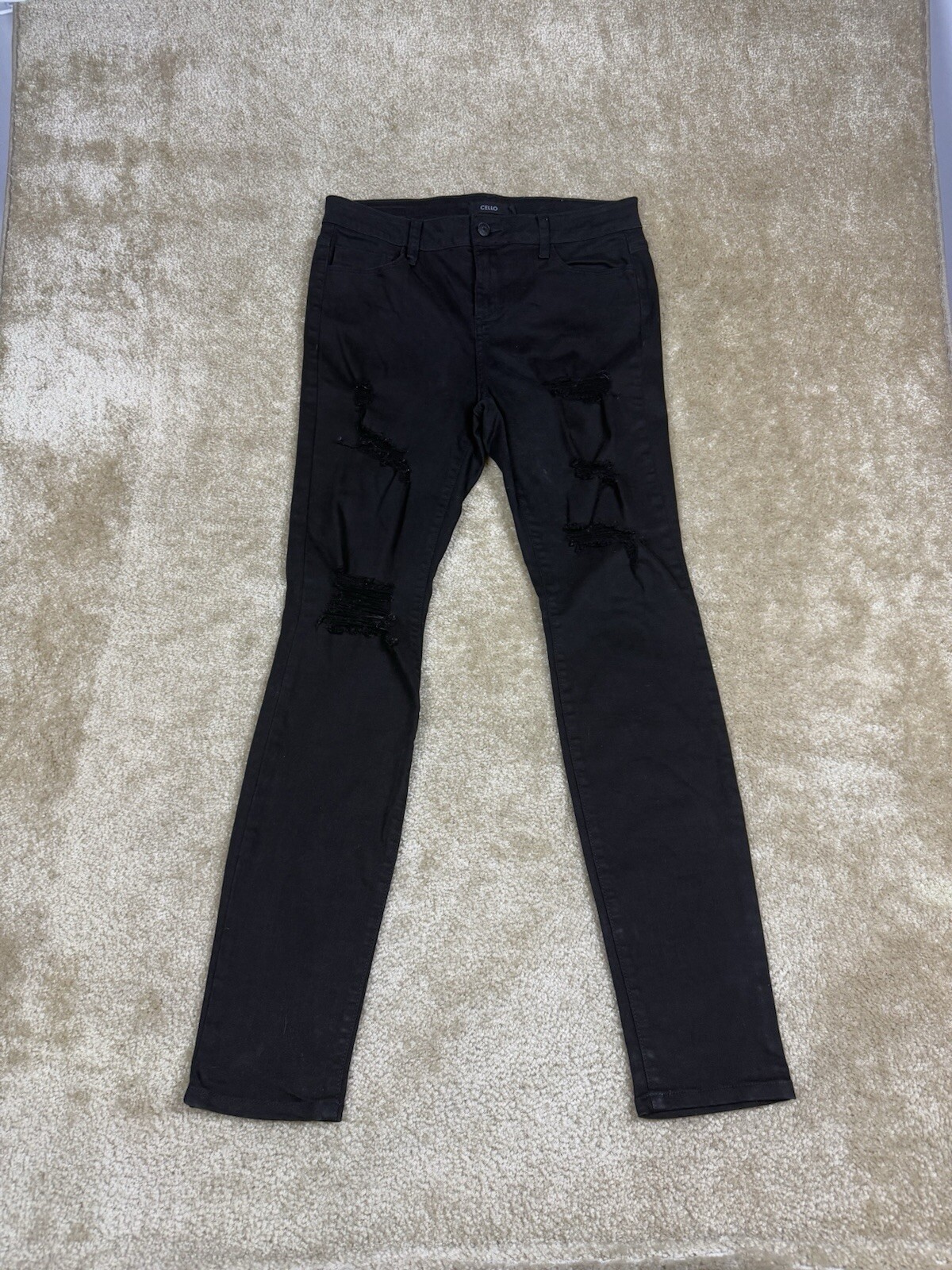 Cello Skinny Jeans Size 11 Black Distressed Stretch A849-image
