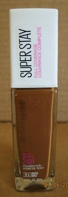 MAYBELLINE SUPER STAY FULL COVERAGE 24H FOUNDATION 360 MOCHA 1 FL OZ NEW