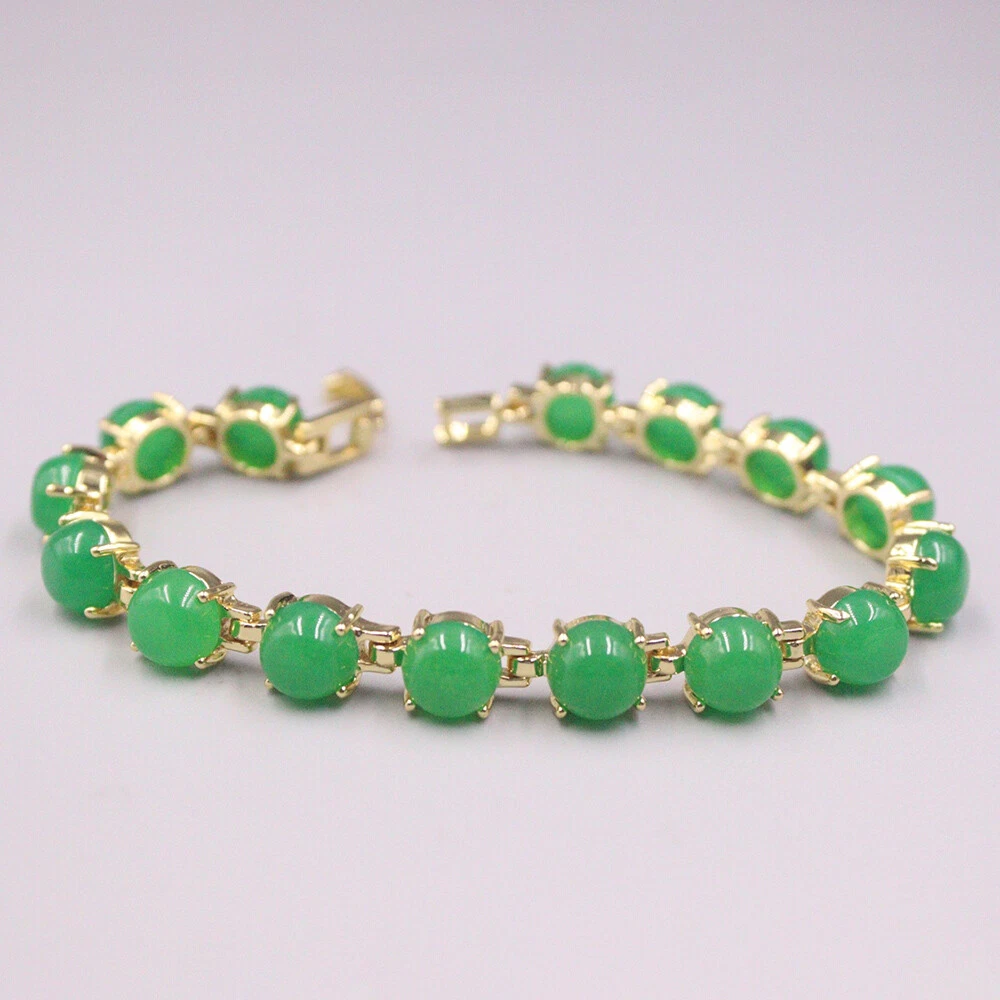 Green jade and gold bracelet clearance
