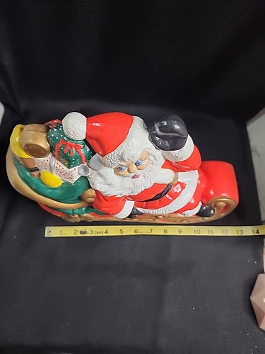 Weihnachtsmann mit Geschenken auf Schlitten Weihnachtsfigur Kreidegeschirr Gips - Bild 3 von 8
