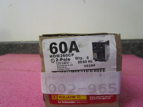 Qty (5) NEW! Schneider Square D Homeline 60Amp 2 Pole Circuit Breaker HOM260CP - Picture 2 of 7