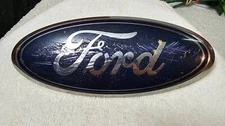 BLUE & CHROME Ford FRONT GRILLE/ TAILGATE Oval Emblem Plastic- READ