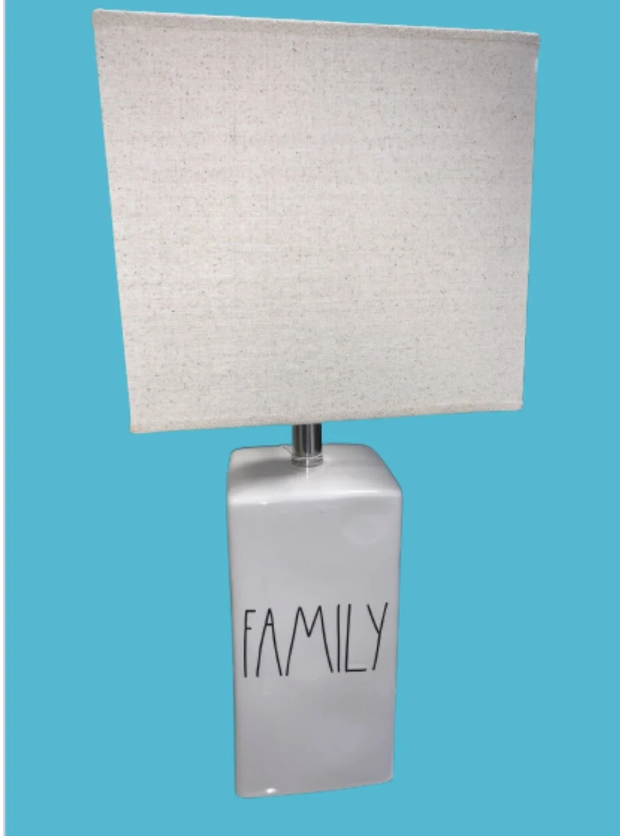Rae Dunn FAMILY Table lamp Ceramic Natural Lamp Shade Large Farmhouse Lamp