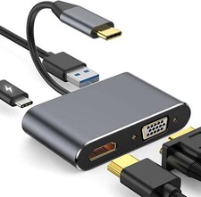 USB C Hub USB C to HDMI VGA Adapter Type C to HDMI Splitter Converter Grey 2025