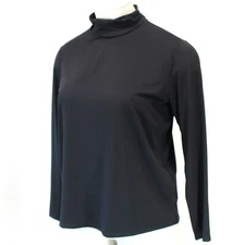 Eileen Fisher Plus Size Black Jersey Turtle Neck Long Sleeve Tee Top Blouse 3X