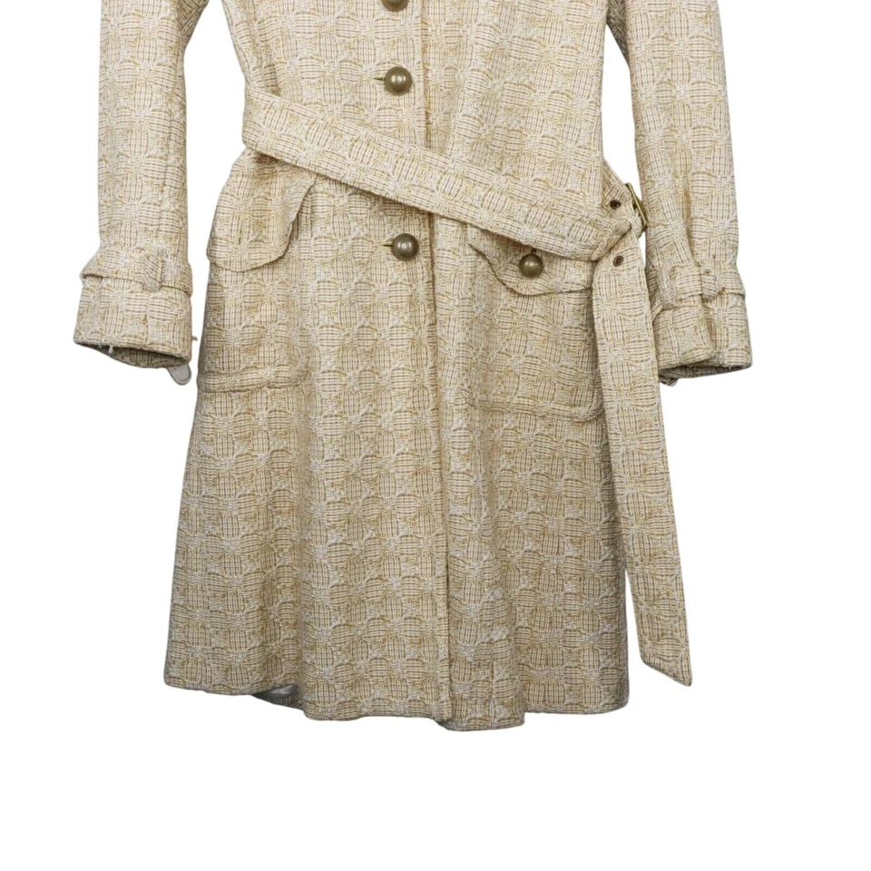 Gabardina Banana Republic para mujer talla mediana amarilla mezcla lana tweed vintage Foto 2 de 4