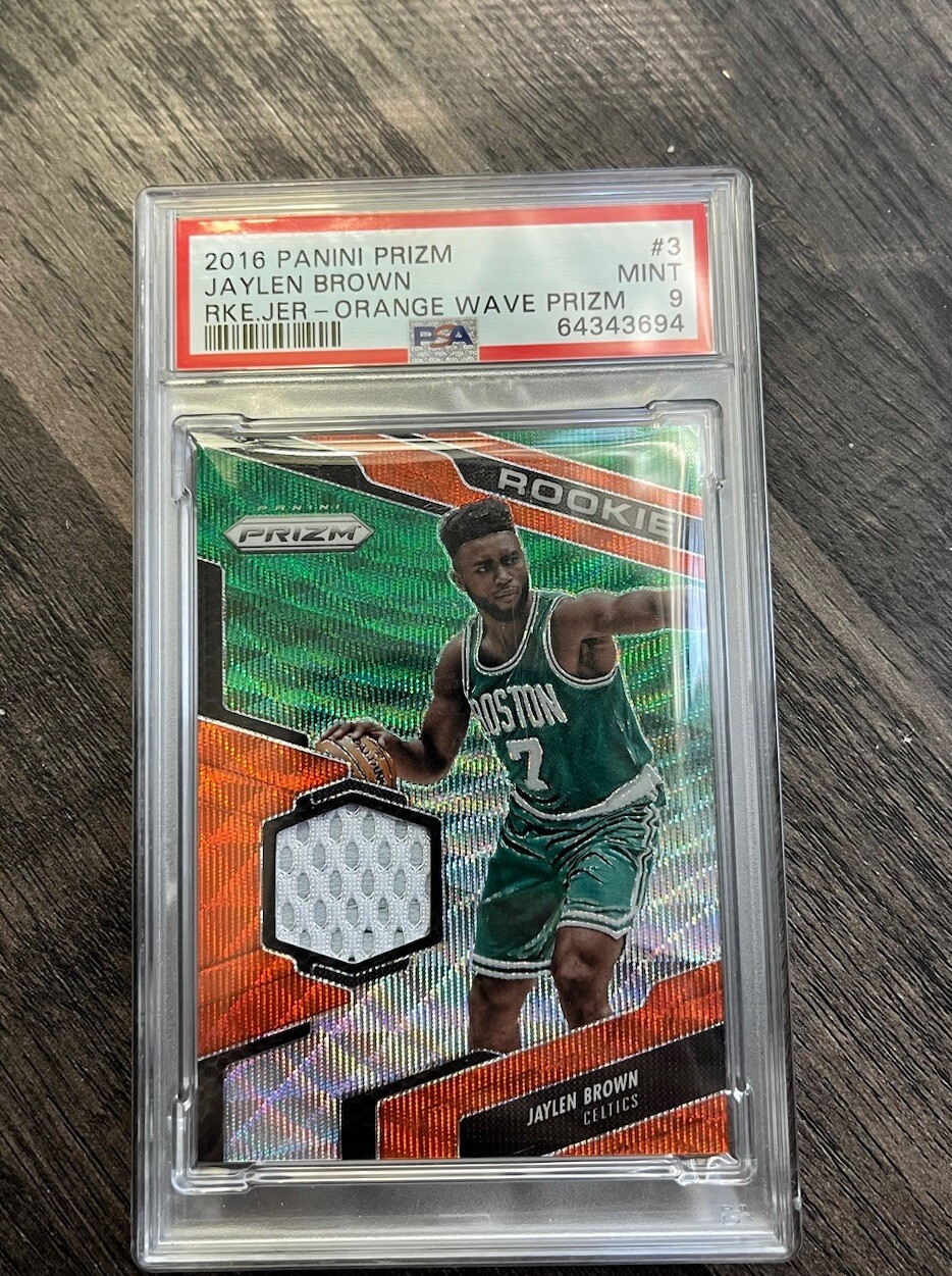 2016-17 PANINI PRIZM JAYLEN BROWN ORANGE WAVE PRIZM # /25 RC PSA 9 *RARE POP 3*
