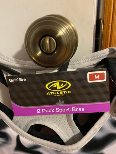 NEW GIRL'S SIZE MEDIUM ATHLETIC WORKS 2 PACK SPORTS BRAS BAND SIZE 32 - Picture 4 of 8