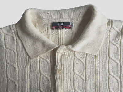 Herren Strick Pullover Sweatshirt E.B. Company Sport  XL Gr 54 creme weiß Cotton