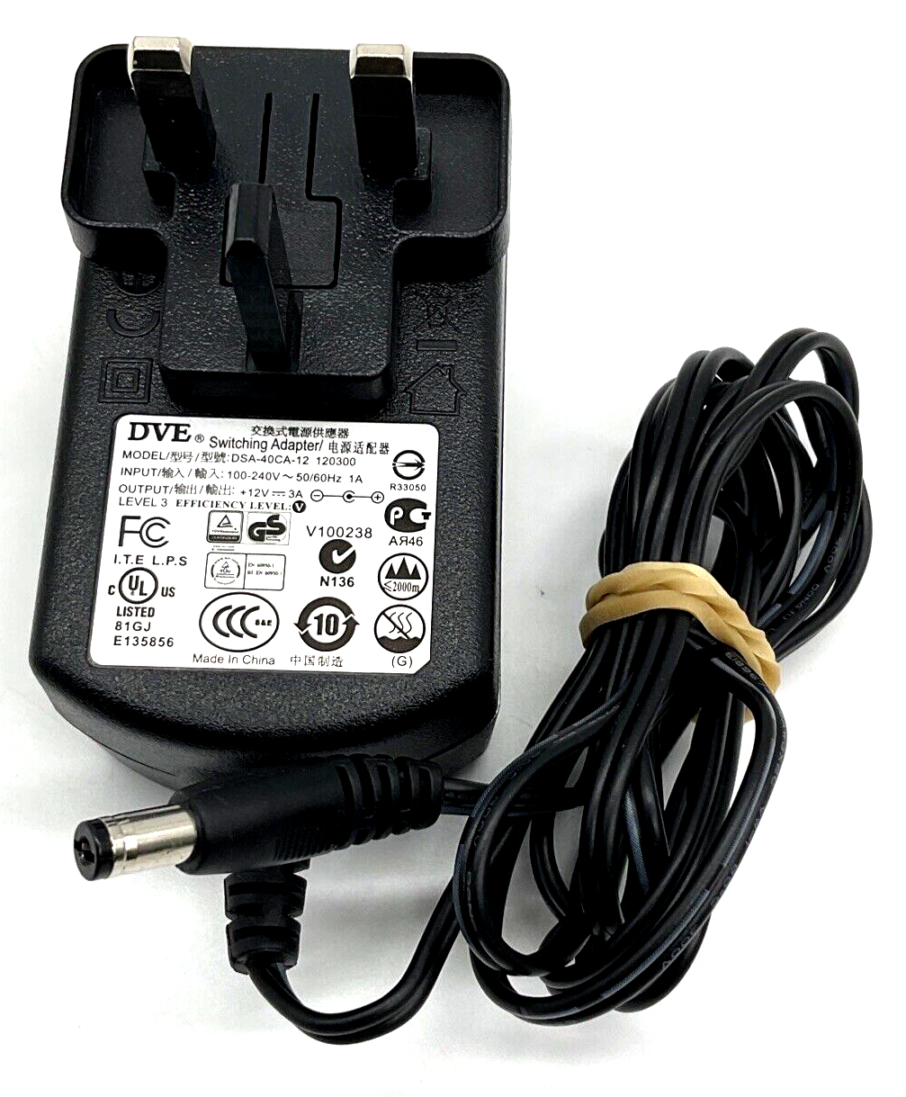 12V 3A Compatible with DVE Switching Adapter DSA40CA12 120300, 5.5*2.