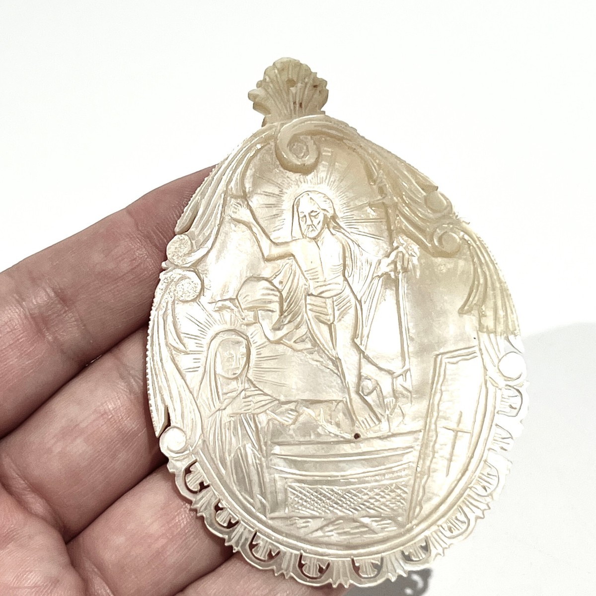 Pendentif Ancien étui Nacre Et Métal Argenté - Début XXème - France