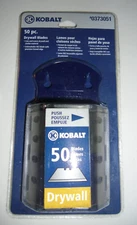 KOBALT #0373051 50 PC Drywall Utility Knife Blades w/ Dispenser-NIP