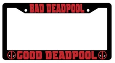 Bad Deadpool Good Deadpool Design 2A Black Plastic License Plate Frame